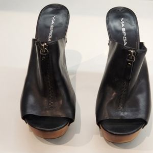 VIA SPIGA BLACK LEATHER MULE